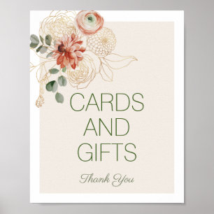 Pink Gold Aquarellfarben Blumenkarten & Geschenksi Poster