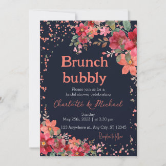 Pink Gold Aquarellfarben Brautparty Brunch Einladung