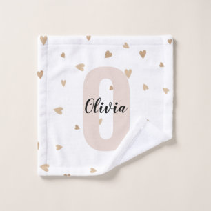Pink Gold Ästhetik Monogramm Name mit Herzen Waschlappen