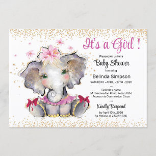 Pink Gold Baby Dusche Einladung Baby Elephant