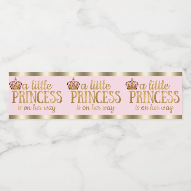 Pink Gold Baby Dusche Princess Wasserflaschen Labe Wasserflaschenetikett (Einzelnes Label)