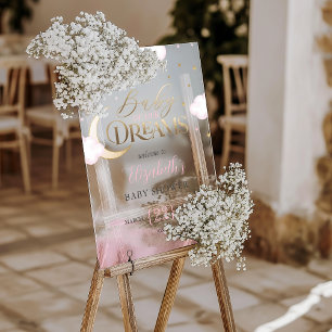 Pink Gold Baby unserer Träume Baby Shower Willkomm Acrylschild