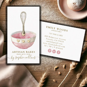 Pink Gold Baker Watercolor Bäckerei Konditorei Koc Visitenkarte
