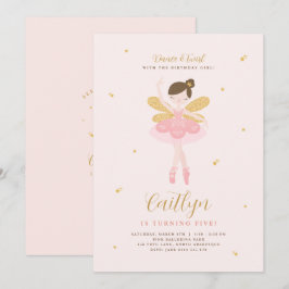 Pink & Gold Ballerina Fairy Einladung zum Geburtst