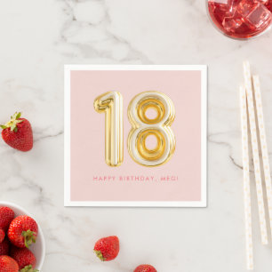 Pink Gold Ballon 18. Geburtstagsparty Serviette