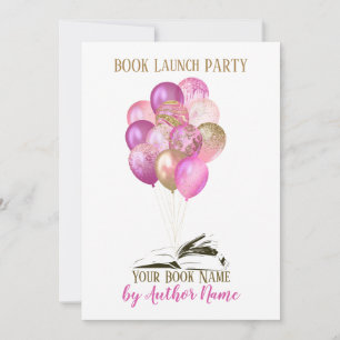 Pink Gold Ballon Book Launch Partys Einladung