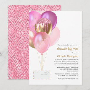 Pink & Gold Balloons Baby oder Brautparty per Mail Einladung