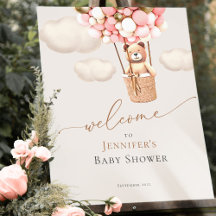 Pink Gold Bear Balloons Baby Dusche Begrüßungszeic