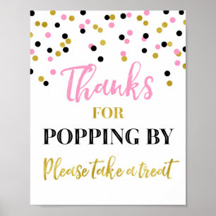 Pink Gold Black Confetti Dank Popping durch Unterz Poster