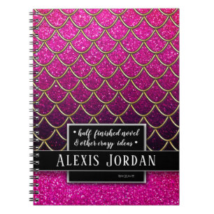 Pink Gold Black Ombre Glitzer Meerjungfrau Notizblock