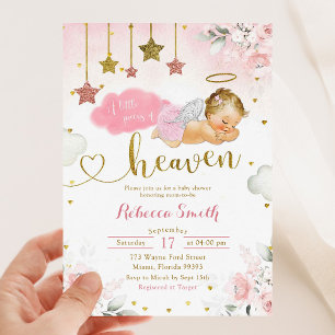 Pink Gold Blonde Baby Angel Baby Dusche Einladung