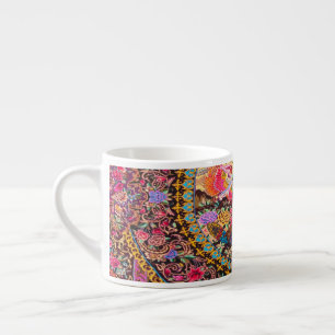 Pink Gold Blue Persian Floral Blumen Peacock Espressotasse