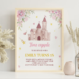 Pink Gold Blumendruck Crown Time Kapsel Poste Poster