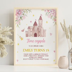 Pink Gold Blumendruck Crown Time Kapsel Poste Poster