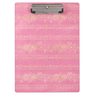 Pink & Gold Boho-Einhorn-Muster Klemmbrett