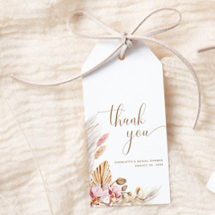 Pink Gold Boho Floral Pampas Grass Brautparty Geschenkanhänger