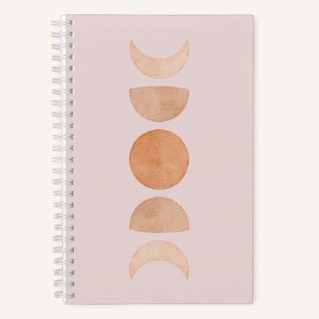 Pink & Gold Boho Moon Phases Journal Notizbuch (Vorderseite)
