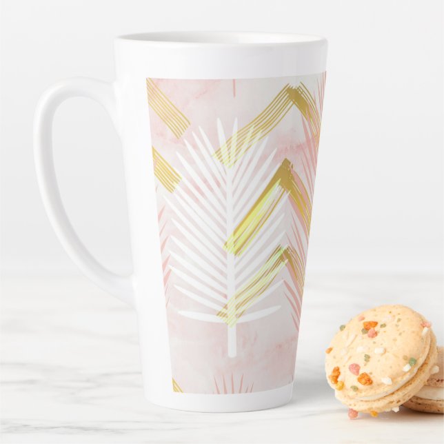Pink & Gold Botanical Palm Leaves Milchtasse (Beispiel)