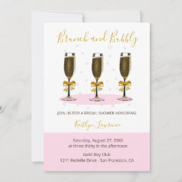 Pink Gold Brunch and Bubbly Bridal Shower Einladung