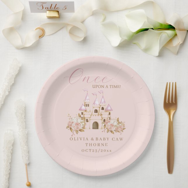 Pink Gold Burg Princess Baby Dusche Pappteller (Hochzeit)