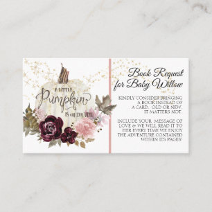 Pink Gold Burgundy Floral Pumpkin Book Request Visitenkarte
