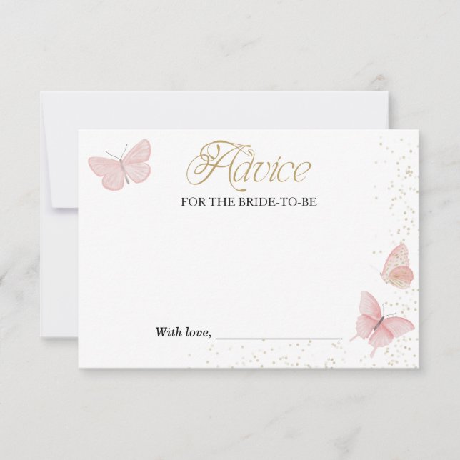 Pink Gold Butterfly Brautparty Advisor Cards Einladung (Vorderseite)