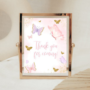 Pink Gold Butterfly Spring Danke, dass du gekommen Poster