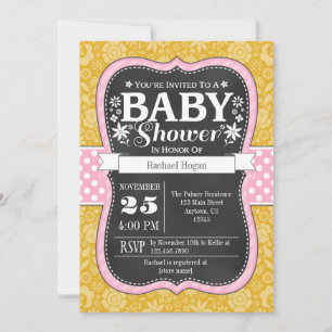 Pink Gold Chalkboard Floral Baby Dusche einladen Einladung