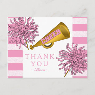 Pink   Gold Cheerleader Girl Birthday Party Postkarte
