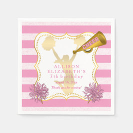 Pink | Gold Cheerleader Girl Birthday Party Serviette