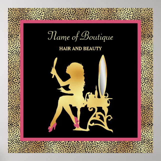 Pink Gold Cheetah Print Beauty Boutique Sign Poster (Vorne)