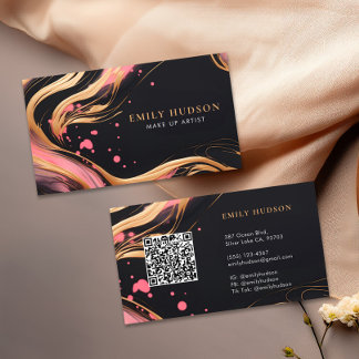 Pink Gold Chic Fashion QR Code Business Card Visitenkarte