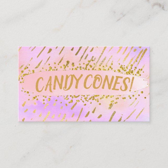 Pink Gold Children's Birthday Candy Cone Gefallen Visitenkarte (Vorderseite)