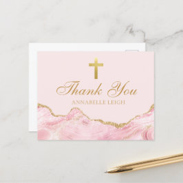 Pink Gold Christlich Cross Personalisiert Vielen D Postkarte