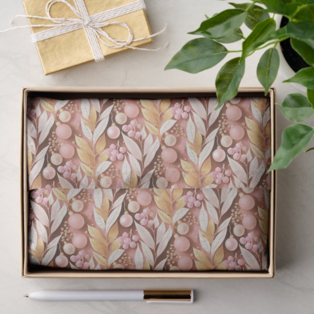 Pink Gold Christmas Pattern#22 ID1009 Seidenpapier (Geschenk)