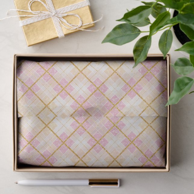 Pink Gold Christmas Pattern#28 ID1009 Seidenpapier (Geschenk)