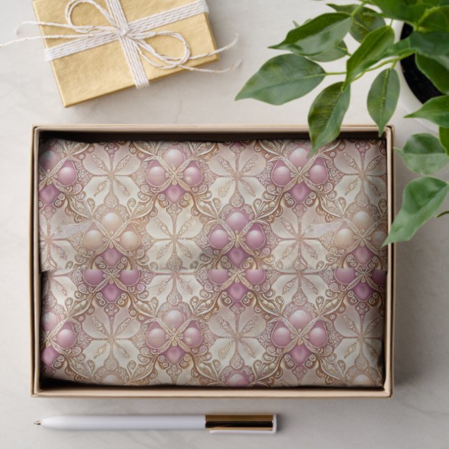 Pink Gold Christmas Pattern#4 ID1009 Seidenpapier (Geschenk)