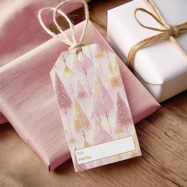 Pink Gold Christmas Trees Pattern#13 ID1009 Geschenkanhänger (Von Creator hochgeladen)