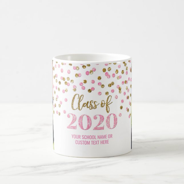 Pink Gold Class 2020 Foto Abschluss Tasse (Mittel)