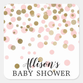 Pink Gold Confetti Baby Dusche Umschlag Aufkleber