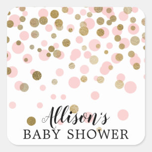 Pink Gold Confetti Baby Dusche Umschlag Aufkleber