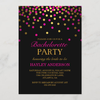 Pink & Gold Confetti Bachelorette Einladung