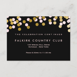 Pink   Gold Confetti Bat Mitzvah Empfang Card Begleitkarte