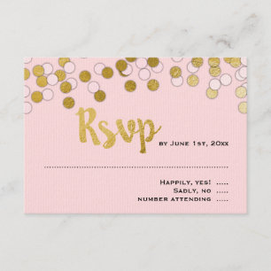 Pink   Gold Confetti Bat Mitzvah UAWG Response RSVP Karte