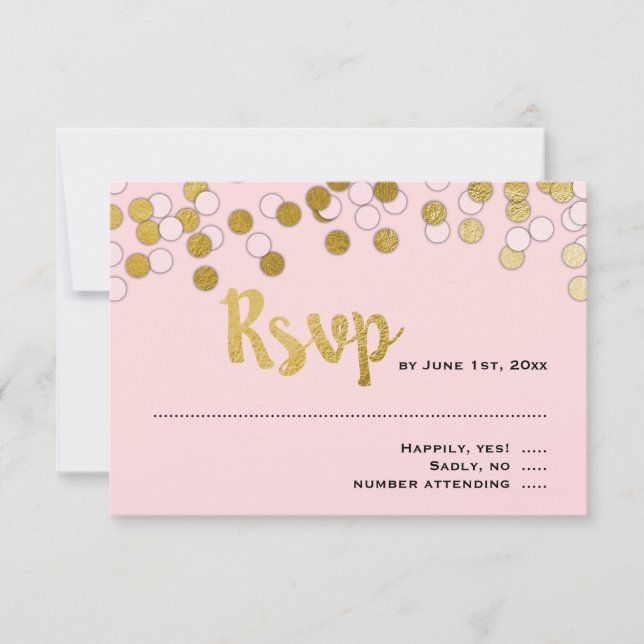 Pink | Gold Confetti Bat Mitzvah UAWG Response RSVP Karte (Vorderseite)