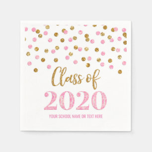 Pink Gold Confetti Class of 2020 Abschluss Serviette