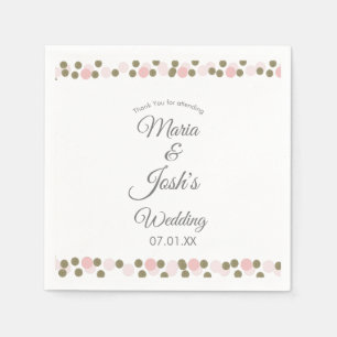 Pink Gold Confetti Dots Border Wedding Serviette
