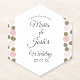 Pink Gold Confetti Dots Border Wedding Untersetzer