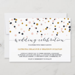 Pink & Gold Confetti Dots Einladung Hochzeit