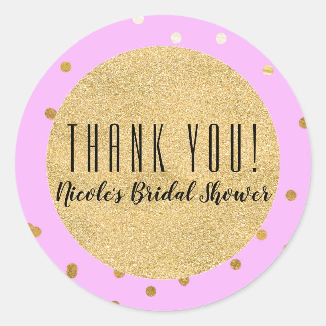 Pink Gold Confetti Dots Moderner Glamour Glam Gefa Runder Aufkleber (Vorderseite)